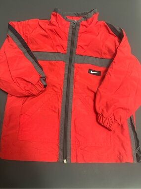 Nike Kids Red and Gray Zip Front Windbreaker